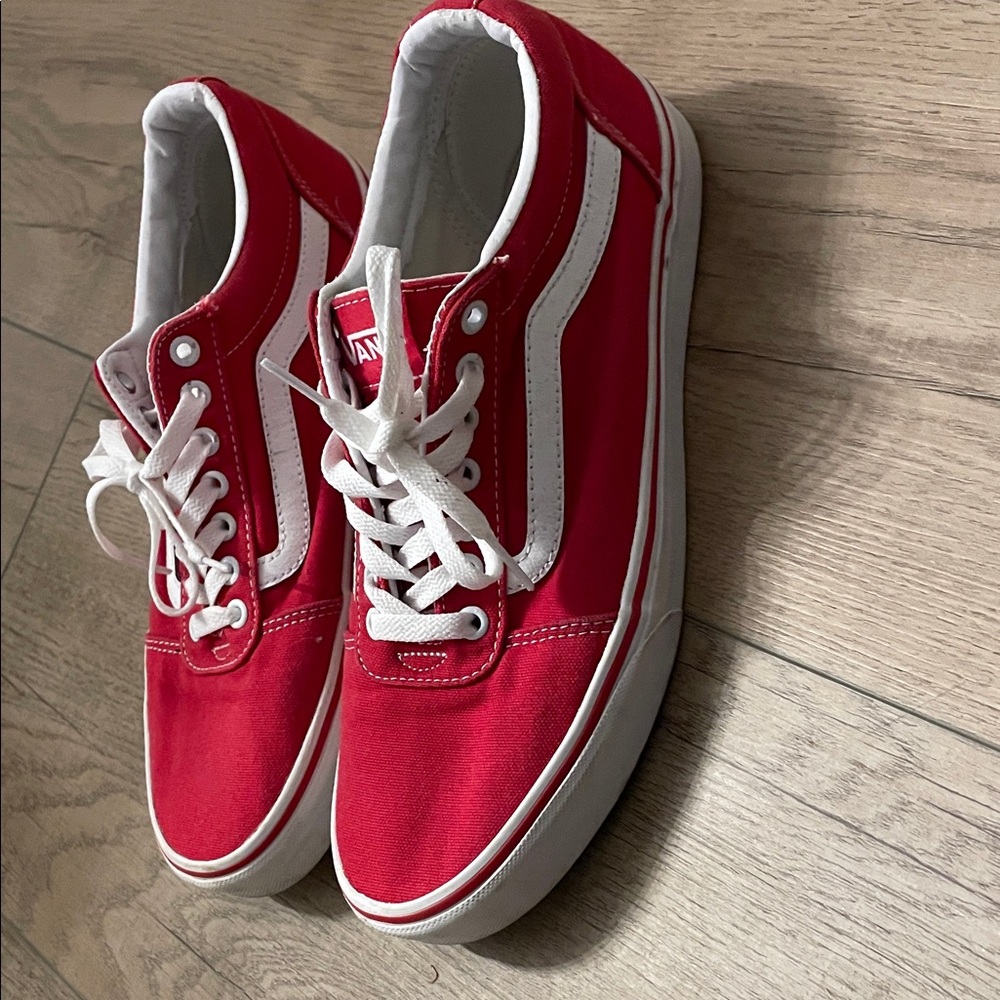 Vans Classic Red and White Canvas Shoes